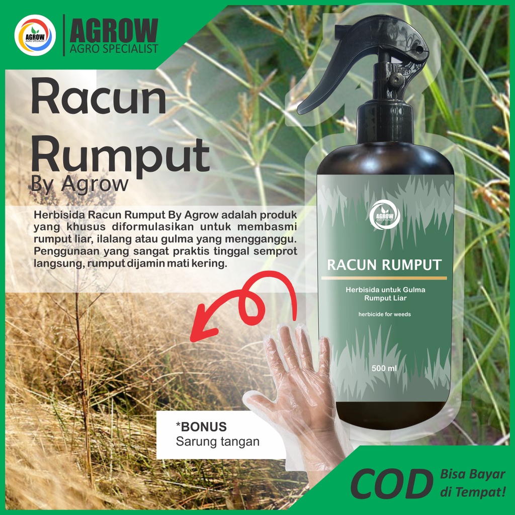 Racun Rumput Liar, Ilalang, Gulma Siap Pakai Herbisida Mati Kering Sampai Akar 500 Ml