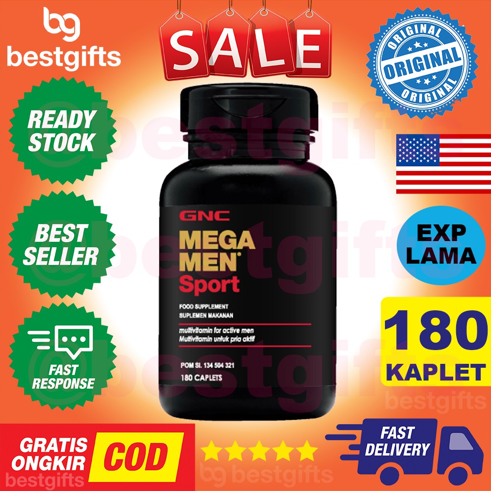 GNC MEGA MEN SPORT MULTIVITAMIN MULTI VITAMIN PRIA AKTIF ANTIOKSIDAN NYERI PERBAIKAN OTOT 180 KAPLET