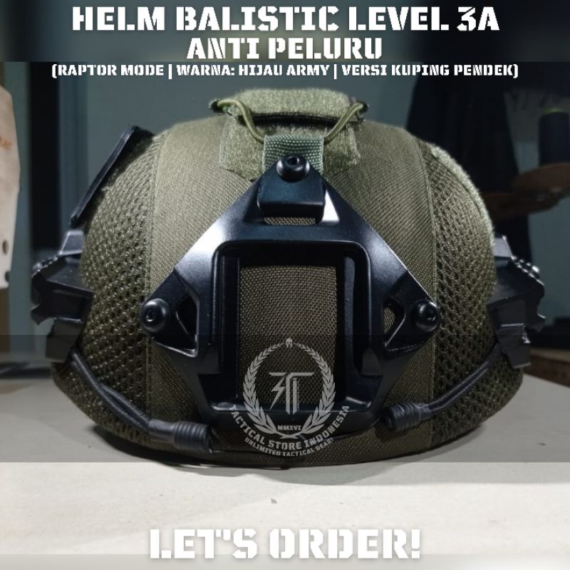 TERBARU Helm Tactical Balistic Raptor Mode Hijau Army - Helm Baja Balistic Asli