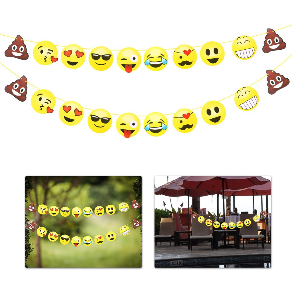 Banner Garland Desain Ekspresi Wajah Kartun Lucu Untuk Pesta Ulang Banner Garland Desain Ekspresi Wajah Kartun Lucu Untuk Pesta Ulang