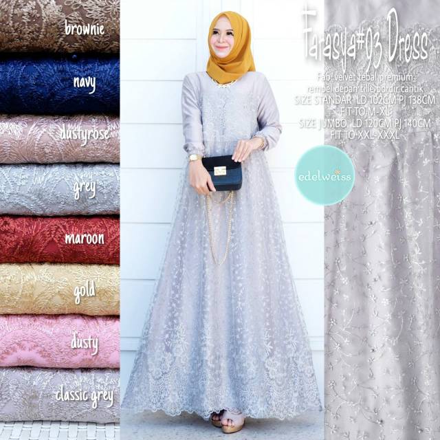 Farasya Dress #93 Tile Brukat Party Dress Big Size Jumbo xxxl Ld 130cm Gamis Brukat Jumbo Gamis Lebaran Terbaru Dress Muslimah Gaun Pesta Gamis Seragam Pernikahan Outfit Bridesmaid Gamis Broklat Jumbo Wanita xxxl Outfit Kondangan