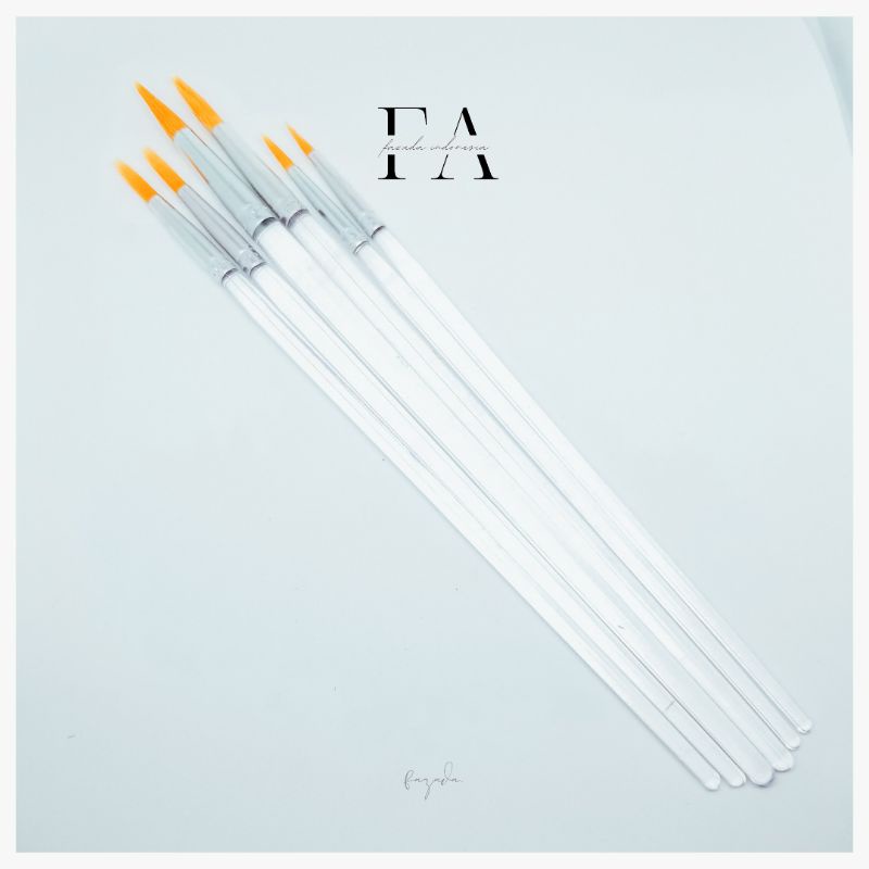 

[FAZADA] White Series - Kuas Lukis Estetik Gagang Transparan (1 set isi 6)