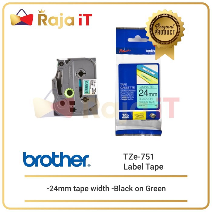

BROTHER Label Tape TZE 751 24mm Black On Green
