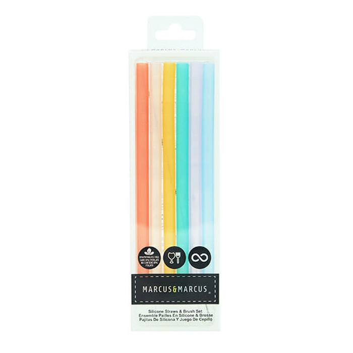 MARCUS &amp; MARCUS Silicone Straw &amp; Brush Set Sedotan reusable silicon