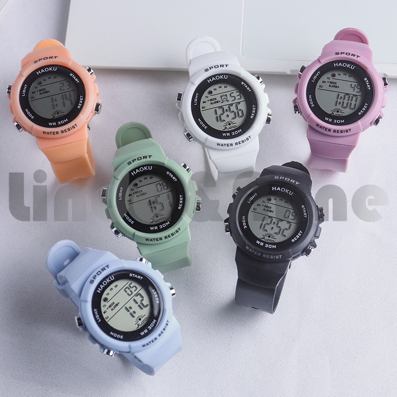 Jam Tangan Sport Digital Rubber Wanita Dan Pria Dial Bulat / Jam Tangan Wanita Digital Strap Rubber