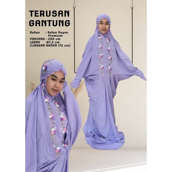 MUKENA TERUSAN Rayon ARTIS Cantik syahrini LILAC kekinian MURAH