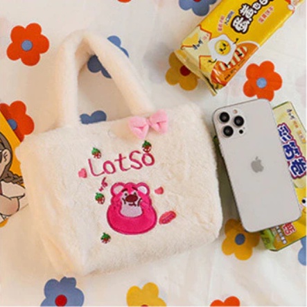 Kawaii Sanrio Tas Mewah Kitty Melody Cinnamoroll tote Boneka mini Anime Tas Tangan Kartun Lotso Beruang Ransel Mewah untuk Hadiah Anak Perempuan