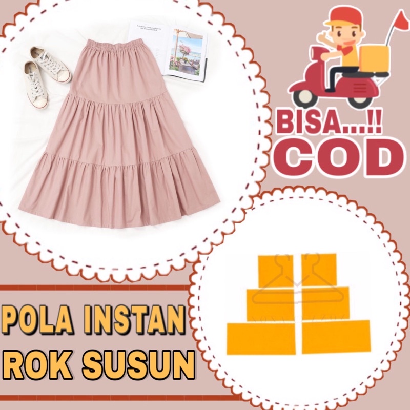 BISA COD✔️ Pola instan rok susun anak dan dewasa - pola jiplak rok susun - pola jahit rok susun