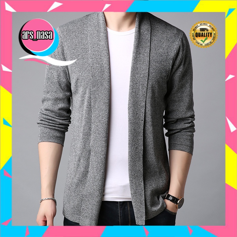 Sweater Pria Import 2021     Pria Lengan Panjang Rajutan Cardigan Korea Fashion Kasual Gesper-Gratis