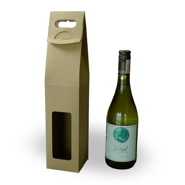 Wine Packaging Window Bag 1 Brown Kraft