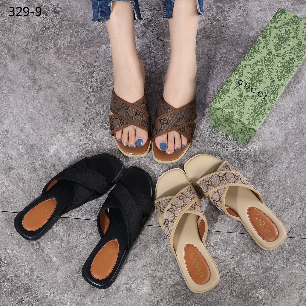 GC GG Canvas Slide Sandals 329-9