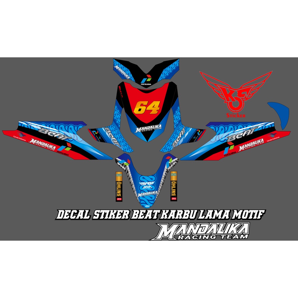 DECAL STIKER MOTOR BEAT KARBU MOTIF MANDALIKA