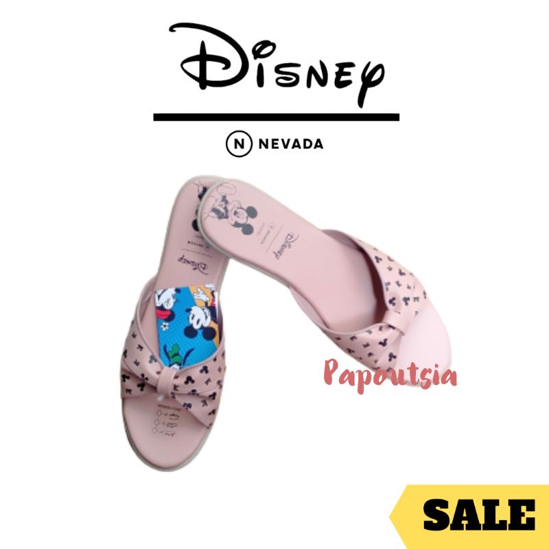 NEVADA X DISNEY Sandal Selop Wanita Original Brand Matahari Motif Mickey Minnie  Hitam & Pink
