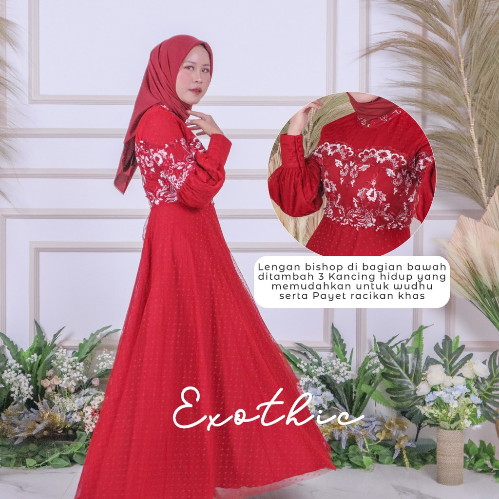 Anggun Gamis pesta mewah brukat tile muslimah bridemaids baju kondangan gaun pesta wisuda gaun walim