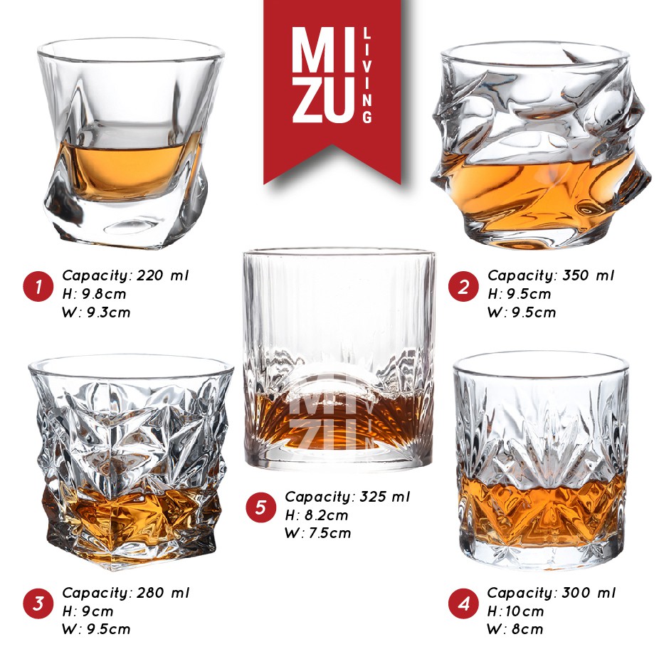 MIZU YAMAGARA Whiskey Glass Gelas Kaca Whisky On The Rocks Gelas Air Minum