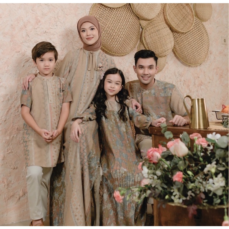 raya collection kina series by muda official family set brown dress kina s, koko dewasa m, dress ana