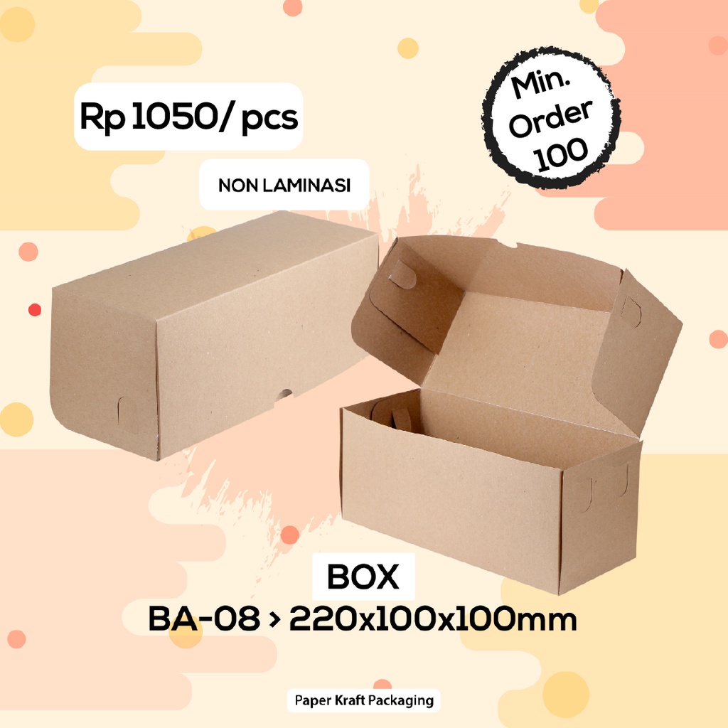 

22x10x10cm Food Paper Packaging Box Dus Kemasan Bomboloni kotak makanan Paper Kraft Non Laminasi
