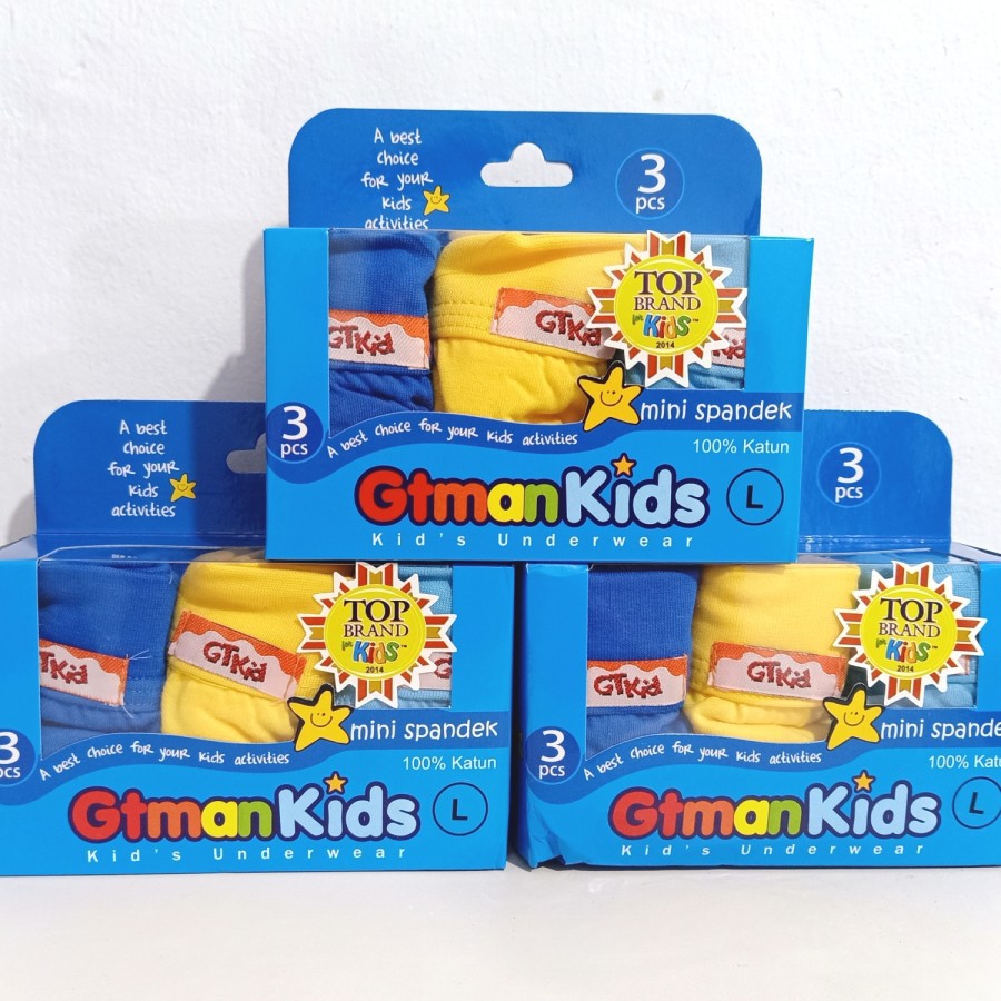 3 Pcs Celana Dalam Anak GT MAN Kids - GTKid Boy's Underwear 100% Katun