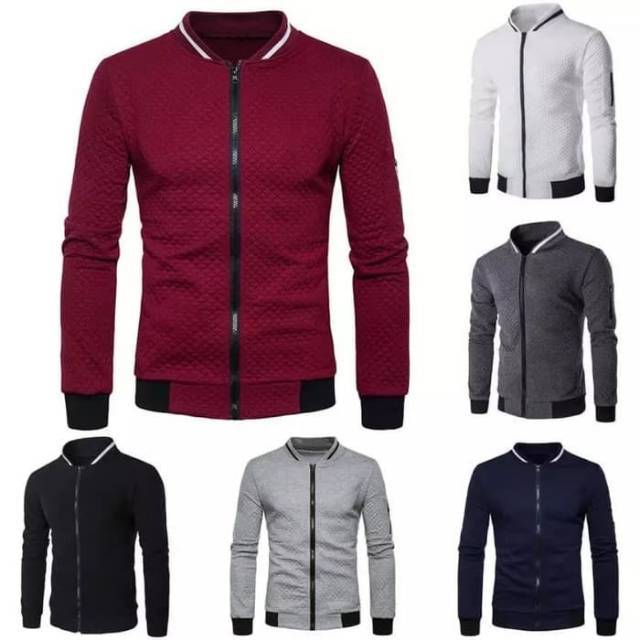 Terbaru jaket kasual pria bahan fleece/jaket bomber pria simple/jaket harian