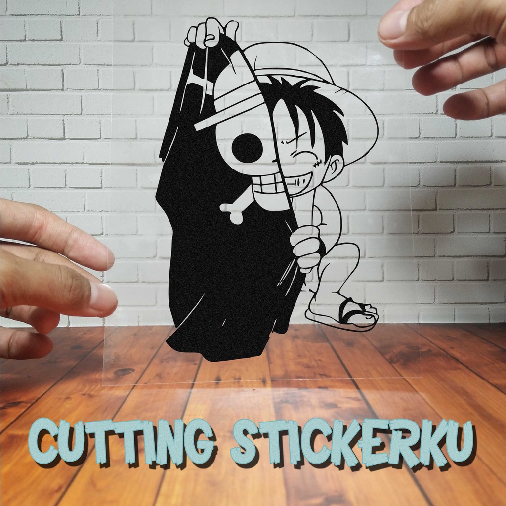 Cutting Stiker Luffy Flag Variasi Motor Mobil Sticker Timbul Keren Nyala Dasbor Spakbor Visor Body Kaca Helm Laptop Hologram Reflective Tahan Air Bodi Samping Nama Jepang Scoopy Vario Beat NMAX PCX Vespa Aesthetic Pickup Anime Windshield Kustom Modif