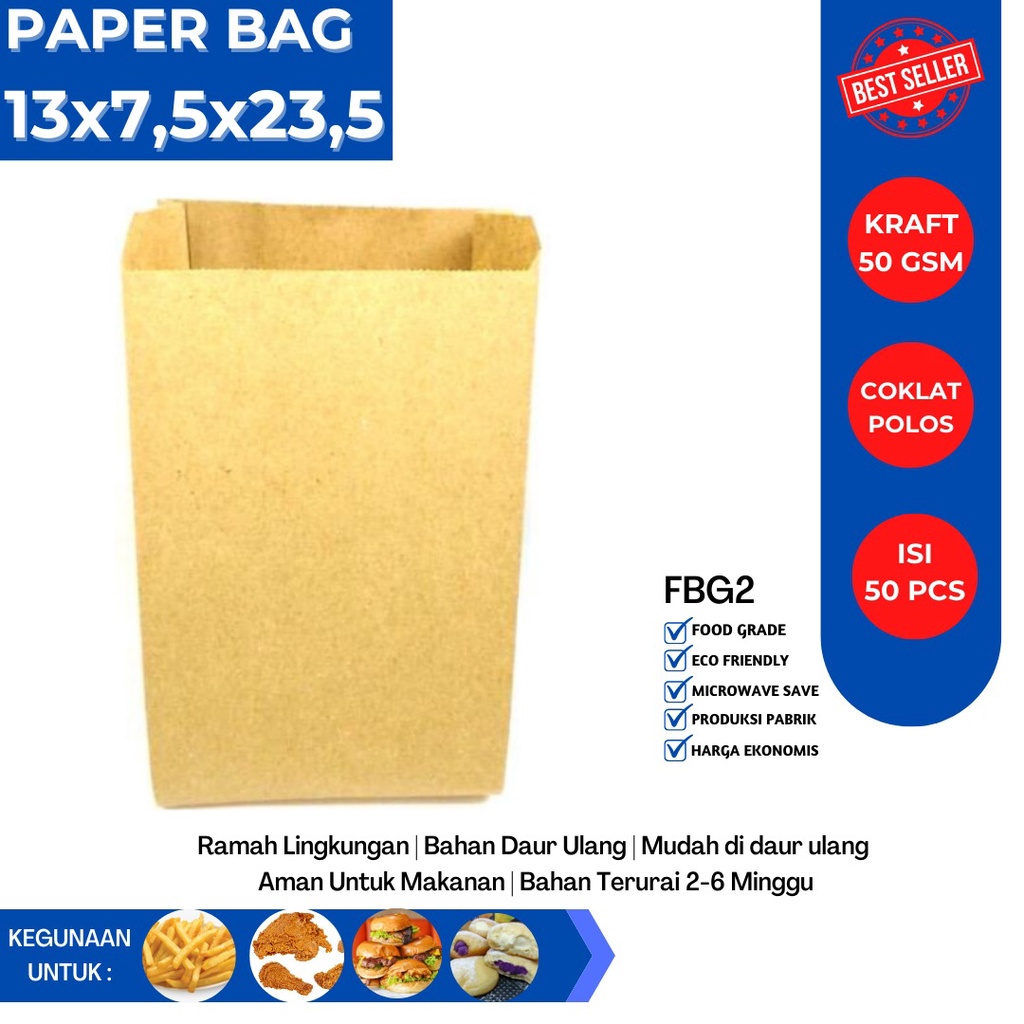 Paper Bag Small Kantung Fried Chicken (Isi 50 Pcs-FBG2B)