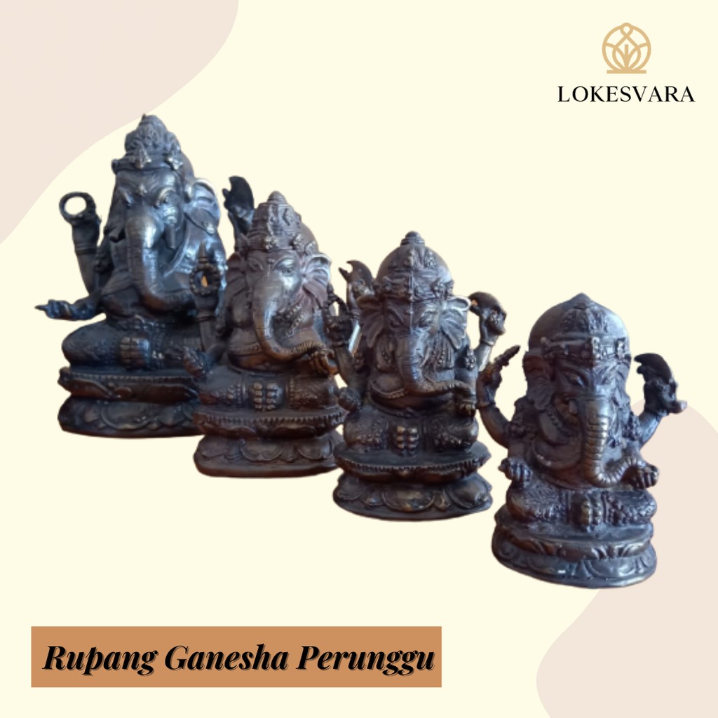 Patung Rupang Arca Ganesha Brass 4 arms Perunggu Bronze
