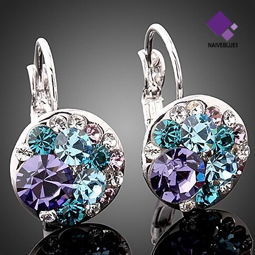 Anting Bahan Alloy Warna Silver Aksen Cubic Zirconia Untuk Wanita