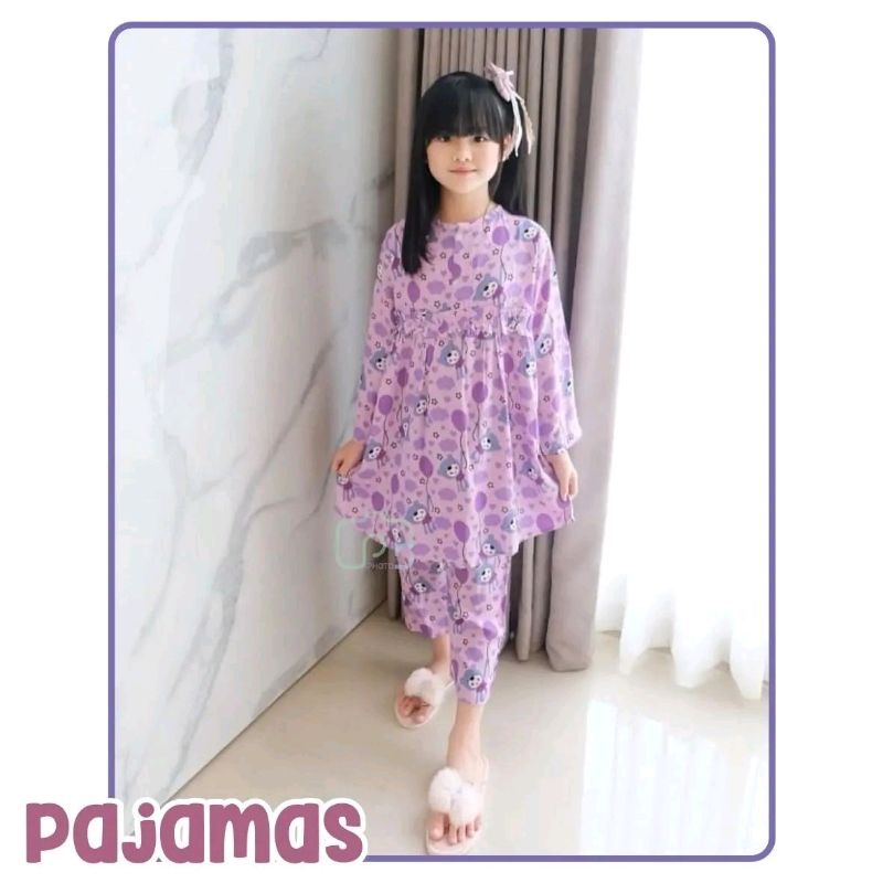 Pajamas piyama setelan rayon anak usia 4-8 tahun