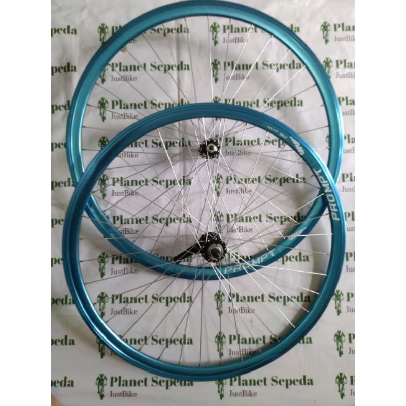 Wheelset Fixie Prompt Biru Pacific BS Torpedo Pacific Hitam Jari SS Hitam