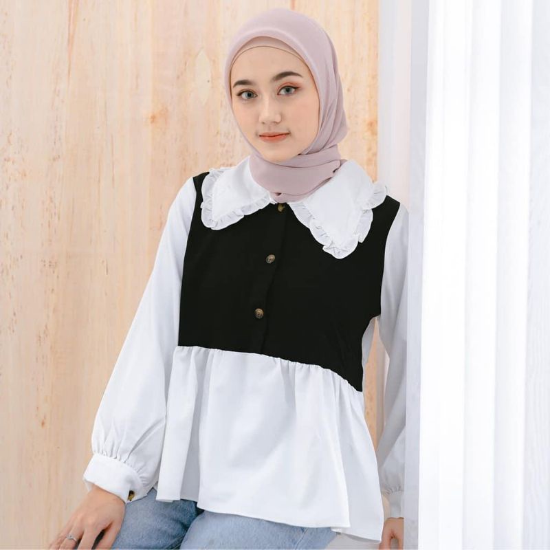Pakaian wanita style korea -Blouse Tary -Atasan Wanita Muslim lengan panjang-1