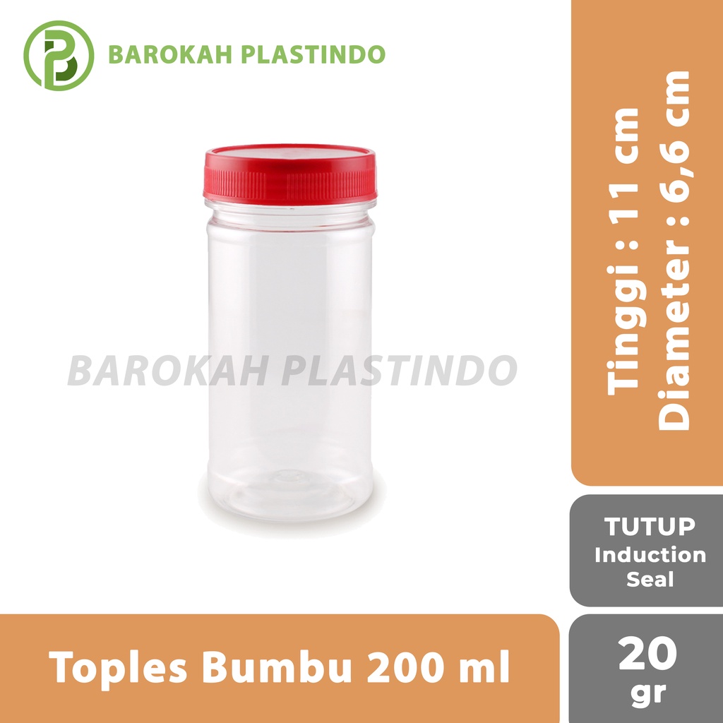 Botol Toples Bumbu 200 ml / Toples Plastik 200 ml / Toples Sambal / Toples Rempah