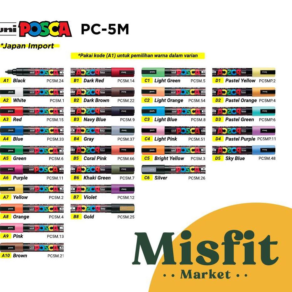 

Paling Diminati.. UNI POSCA PC-5M Paint Marker (Medium Point) PC5M Spidol Warna Warni