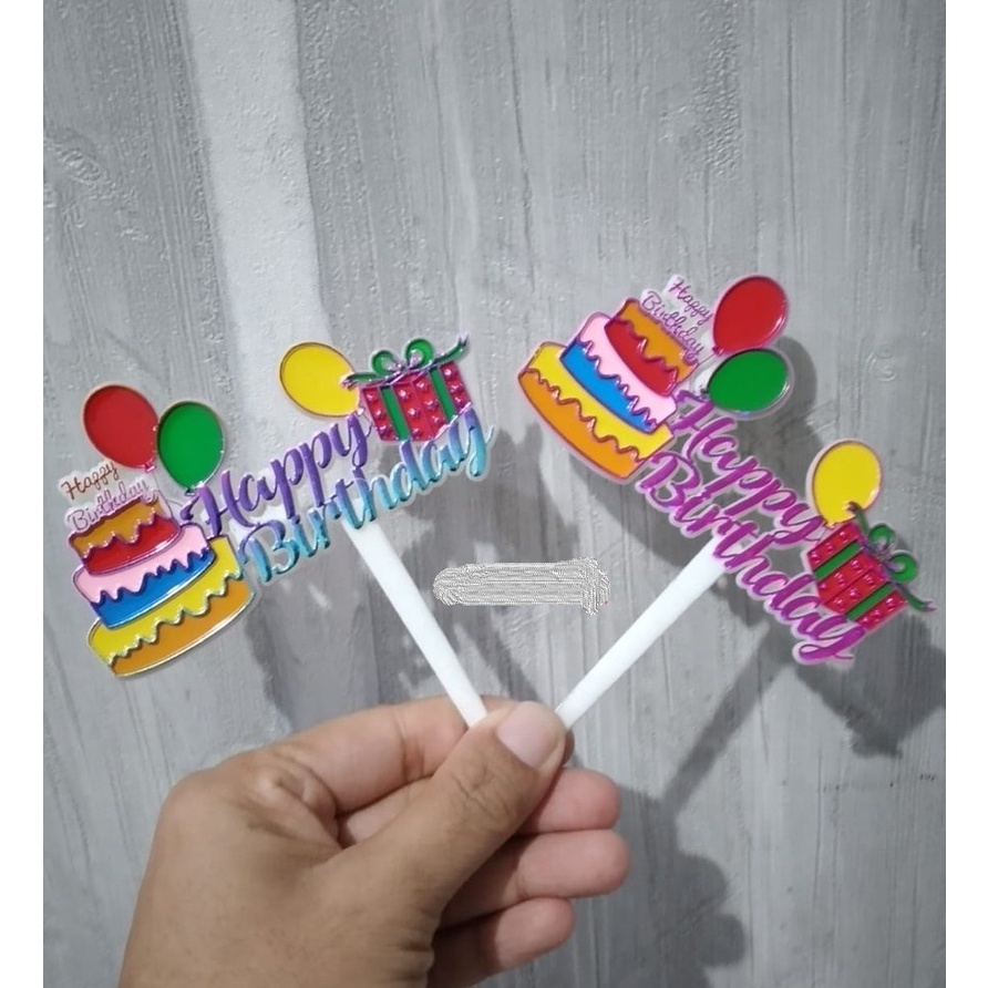 Tusuk happy birthday balon topper kue tart