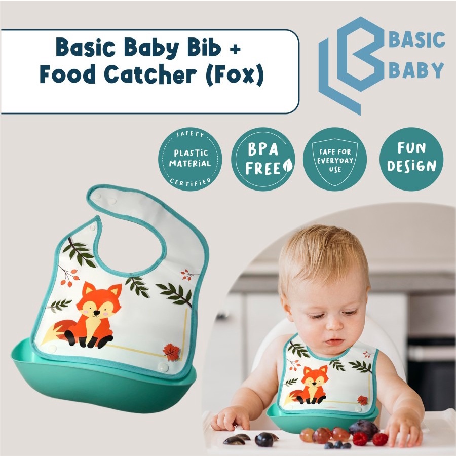 Basic Baby Bib + Silicone Catcher (Bib + Wadah Silicone) – Fox