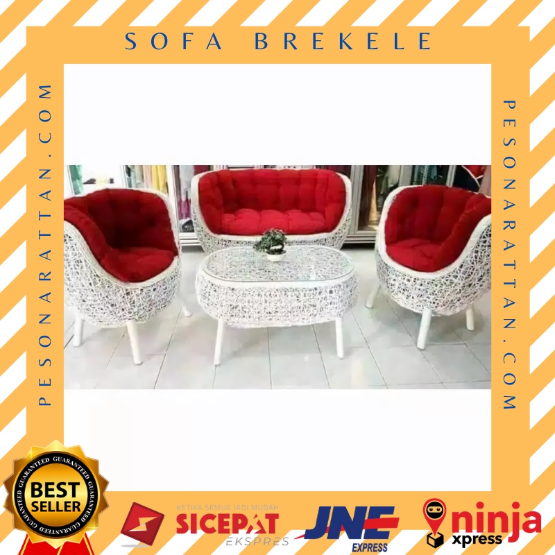 Kursi Set Sofa Teras Brekele Anyaman Rotan Sintetis Manimalis Ruang Tamu Untuk Halaman Teras Rumah W