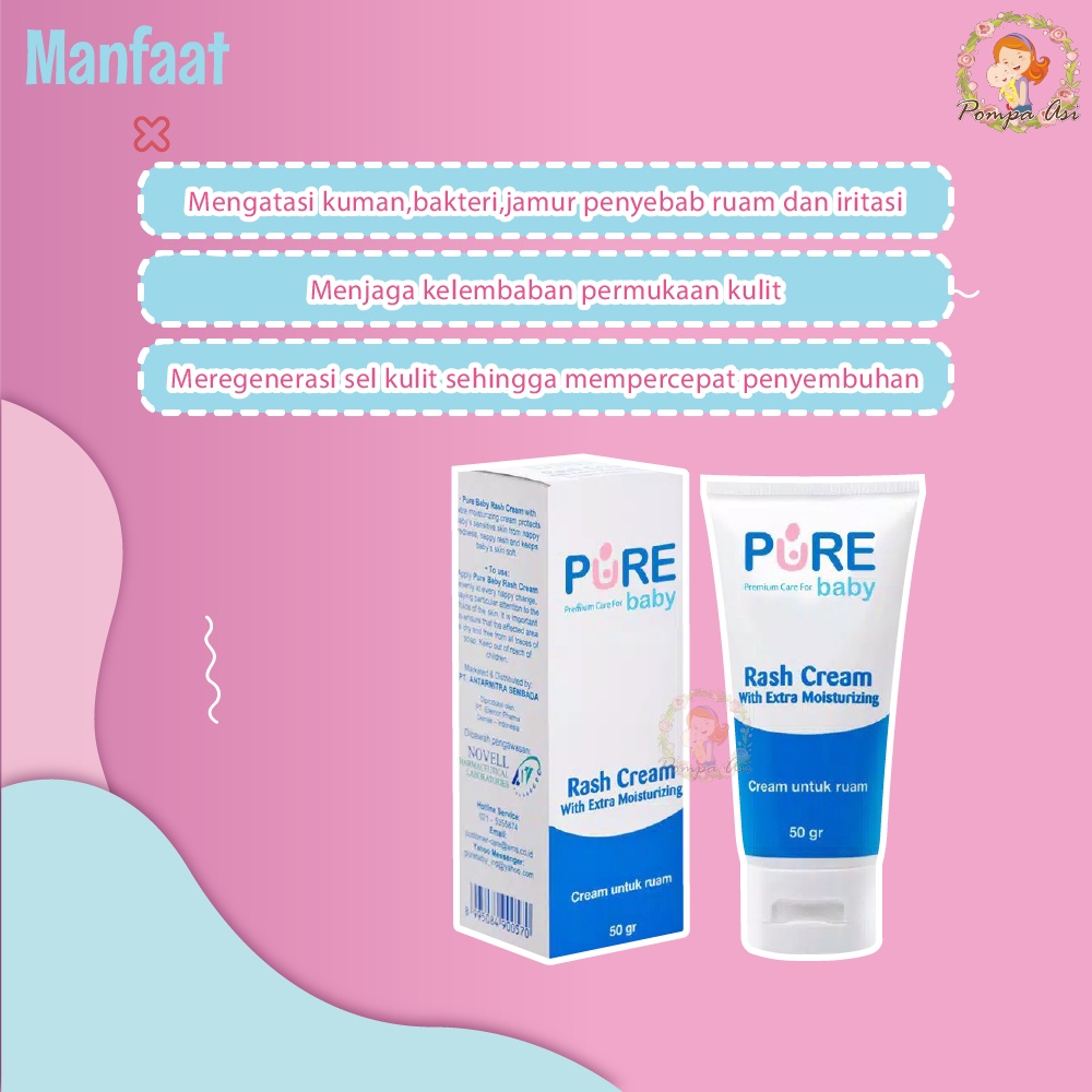 Pure Baby Rash Cream 50gr Krim Anti Ruam Dan Iritasi Bayi PureBB Pure Baby By Mallpompaasi