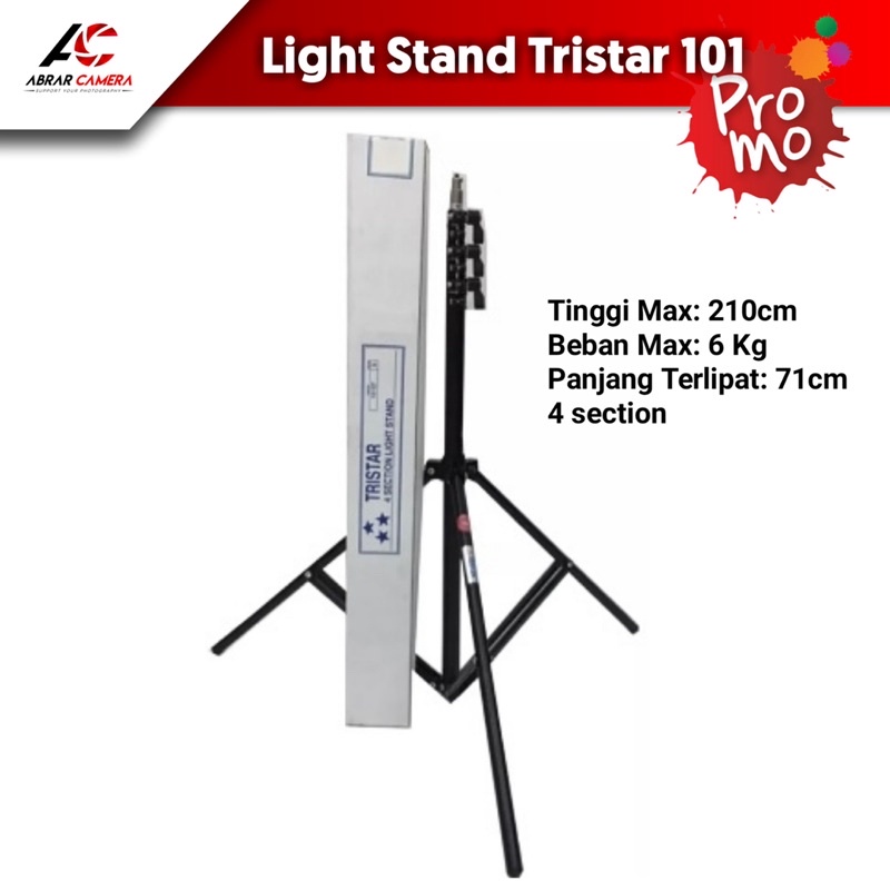 Light Stand Tristar 101 ST Lightstand Lampu Studio Flash Kokoh 4 section