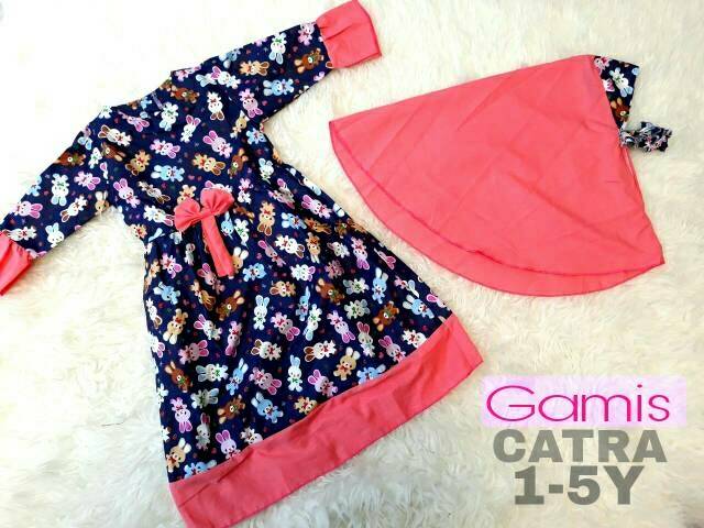 Gamis Anak + Kerudung umur 1-5 tahun katun catra