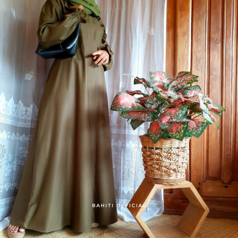 Halona Dress by Bahiti / Gamis Polos / Homedress / Busui Friendly / Gamis Murah / Gamis Lebaran