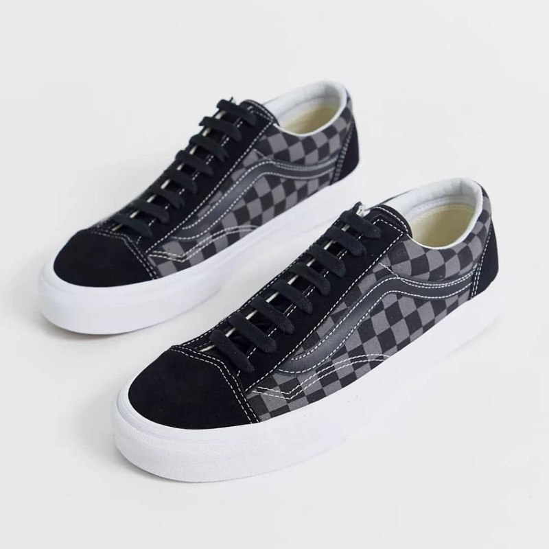 vans style 36 checkerboard black pewter true white