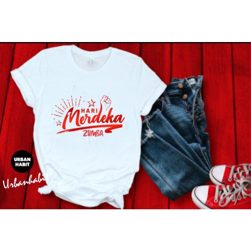 Kaos Zumba / Zumba Tshirt / Atasan Zumba / Kaos Merah Putih / Baju Senam/ Kaos Putih/ Kaos Merah - C