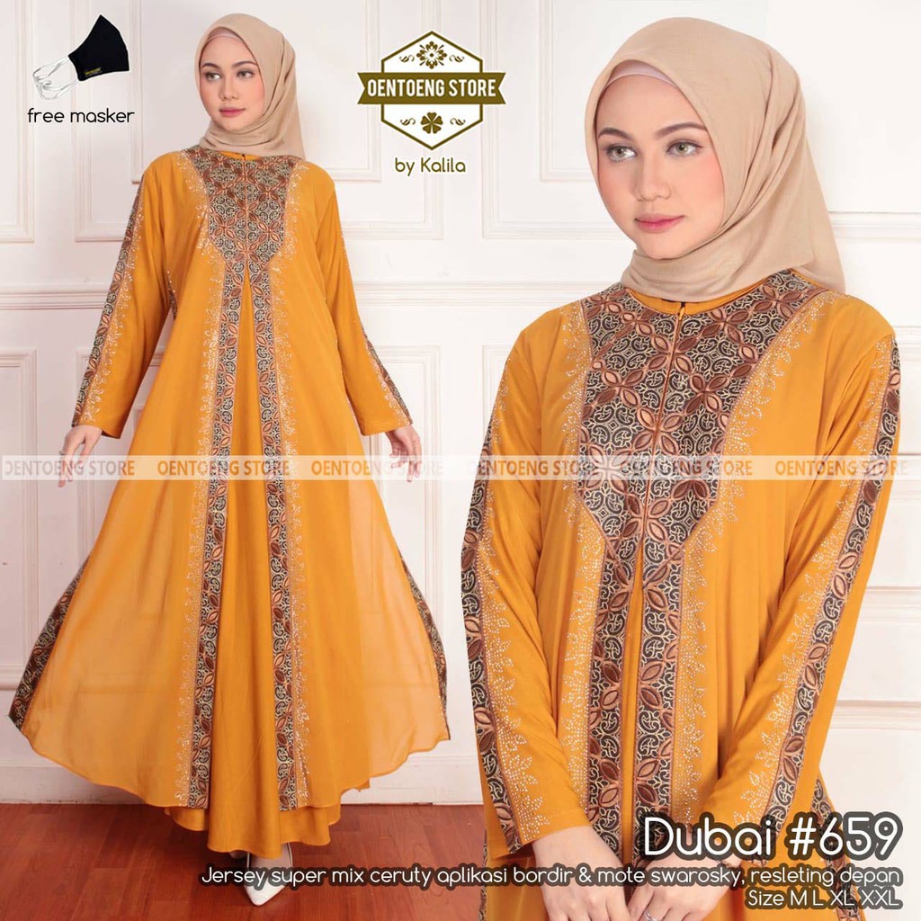 Oentoeng Abaya Dubai Mustard