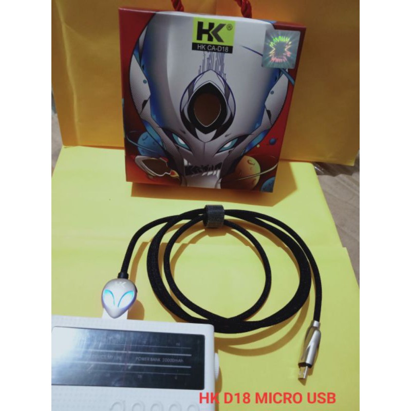 kabel data hkd18 hk d18 micro usb iron man with led fast charging