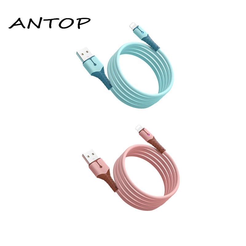 Kabel Data / Charger Usb Bahan Silikon Dengan Lampu Untuk Iphone / Ipad / Airpods ANTOP