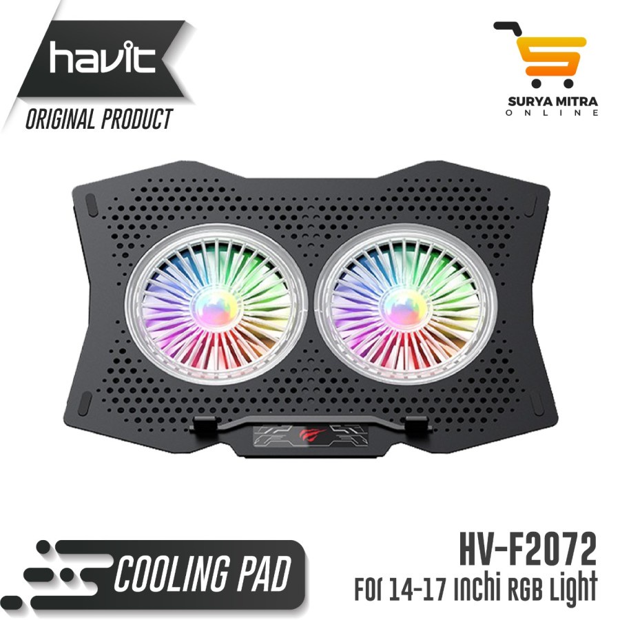 HAVIT Cooling Pad HV-F2072 For Laptop 14-17 Inchi 2 Fan RGB Lighting