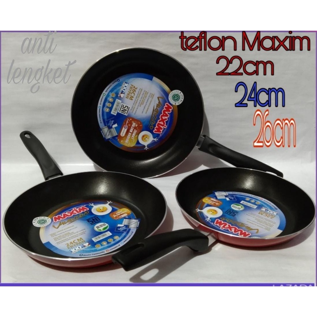 1 SET teflon Maxim / Valentino Teflon / Wajan Penggorengan Fry Pan Maxim Bebas PFOA, PFOS / Penggore