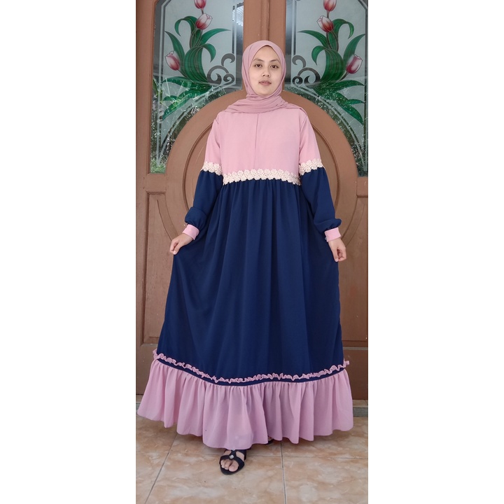 Dress kombinasi renda besar /dress ceruttibabbydoll variasi renda besar