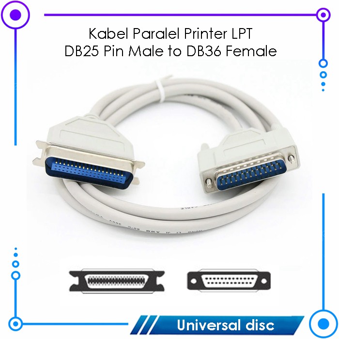 Kabel Paralel Printer LPT DB25 Pin Male to DB36 Female 1.5m/3m