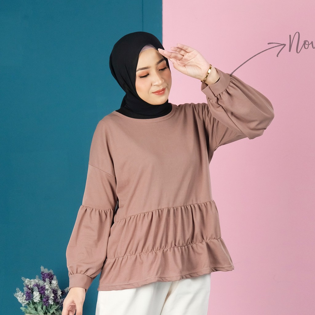 Haizy Blouse - Blus Kemeja Rempel Wafel Velvet