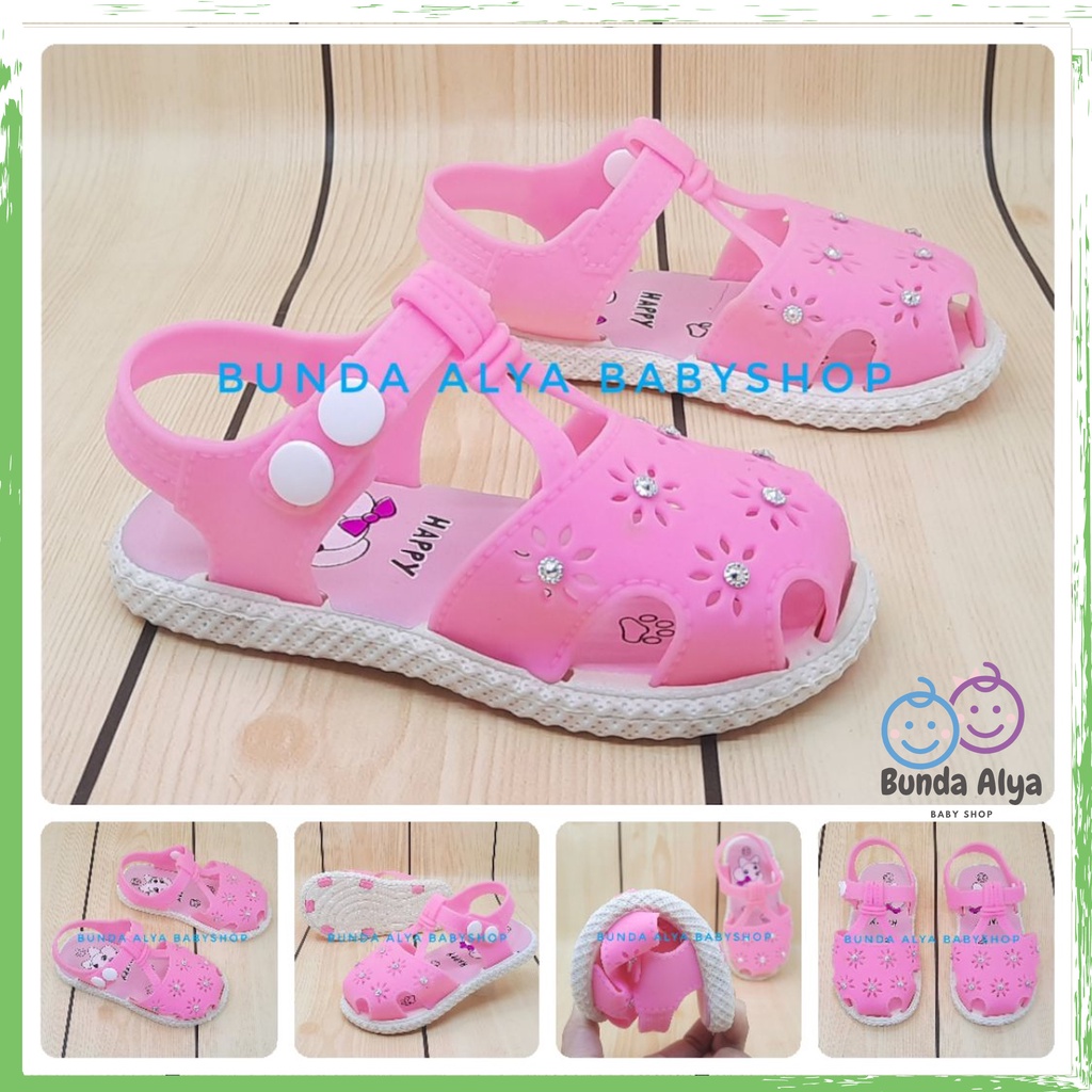 Sendal Anak Perempuan IMPORT Usia 9 Bulan Sampai 3 Tahun PINK Model Lucu  Sepatu Sandal Anak Cewek Karet Elastis Anti Licin Kekinian Nyaman Dipakai Size 16 Sampai  24